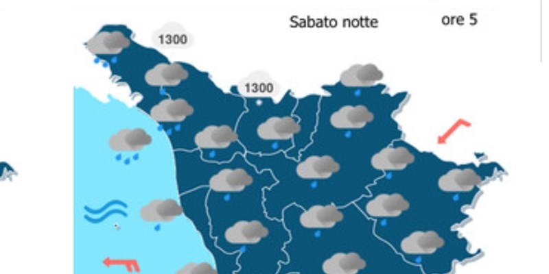 La cartina meteo per questa notte