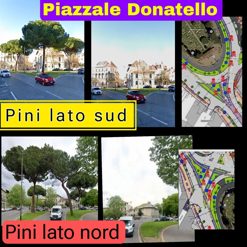 La piazza oggi e domani nel lato nord e in quello sud