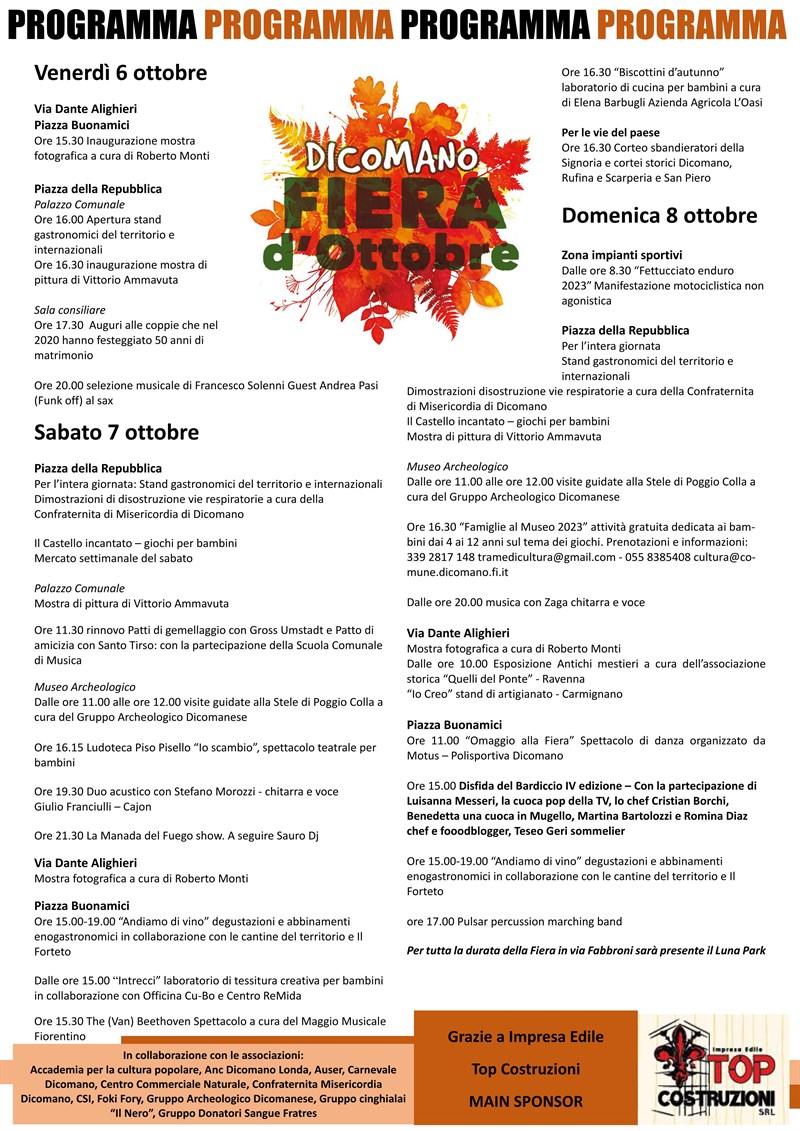 Il programma della Fiera di Ottobre