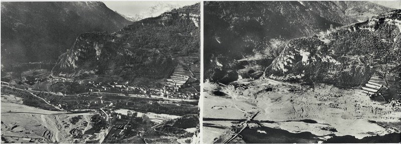 Longarone (BL) prima e dopo il diastro del Vajont del 1963.