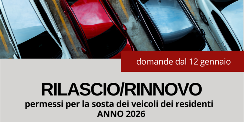 Rinnovo e rilascio dei permessi di sosta per residenti – Anno 2026