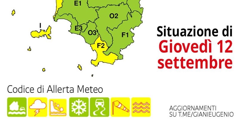 Emessa allerta gialla. Previsti temporali forti in Toscana nord-ovest per giovedì 12 settembre 2024