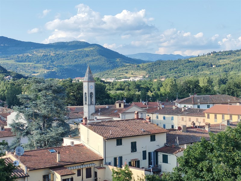 Il paesaggio panoramico della Rufina che si nota sul retro del parco di Villa Poggio Reale.