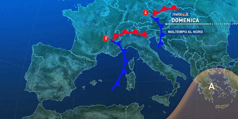 Perturbazioni in arrivo domenica
