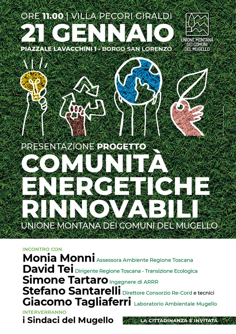 Locandina evento presentazione Comunità Energetiche Rinnovabili