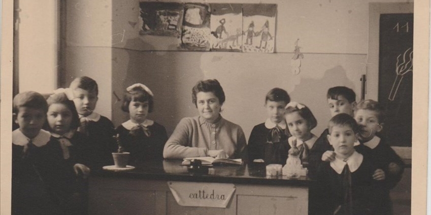 Sara Cerrini Melauri nella scuola di Doccia  con alcuni suoi alunni
