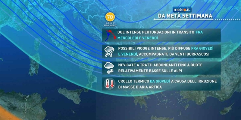 Meteo in Toscana. Dal 19 novembre 2024 ondata di maltempo e calo delle temperature