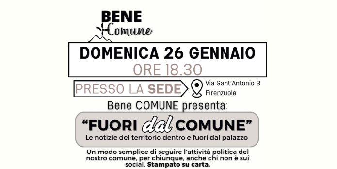 Nasce "Fuori dal Comune": il nuovo giornalino di informazione politica a Firenzuola