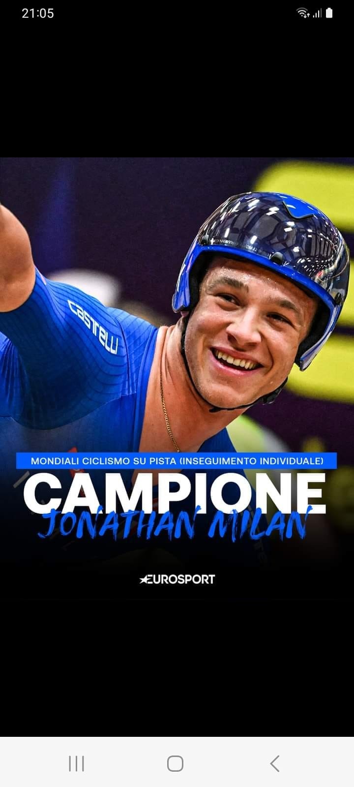 Jonathan Milan, campione del mondo e recordman in Danimarca.