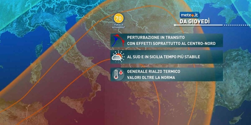 Meteo: una settimana di perturbazioni, ma il clima sarà mite