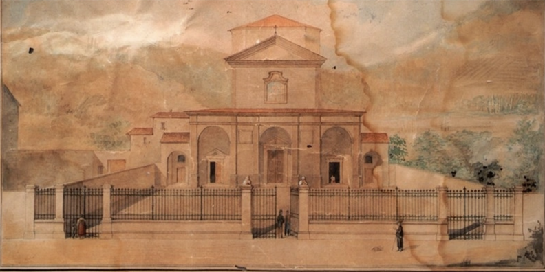 Una immagine iconografica del Santuario  del SS. Crociofisso  nel 1850, dopo l’inaugurazione della grande cancellata in ghisa.
