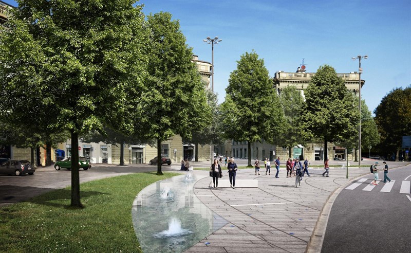 il rendering della futura piazza Beccaria