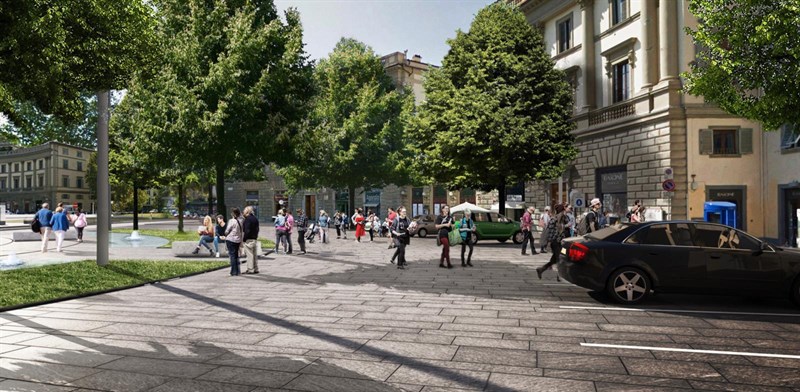 il rendering della futura piazza Beccaria