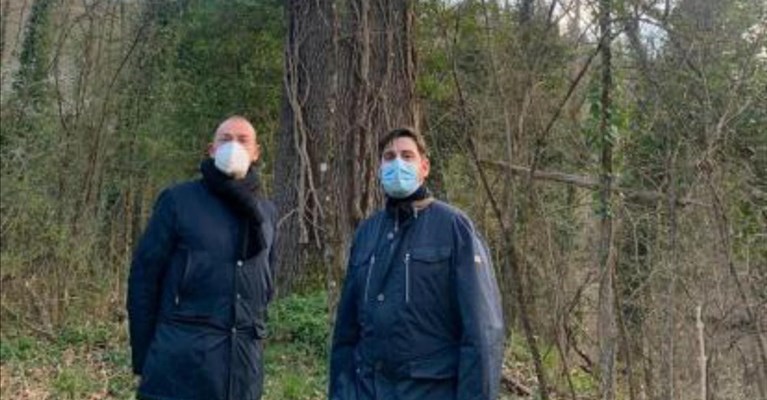 i sindaci davanti a uno degli alberi monumentali