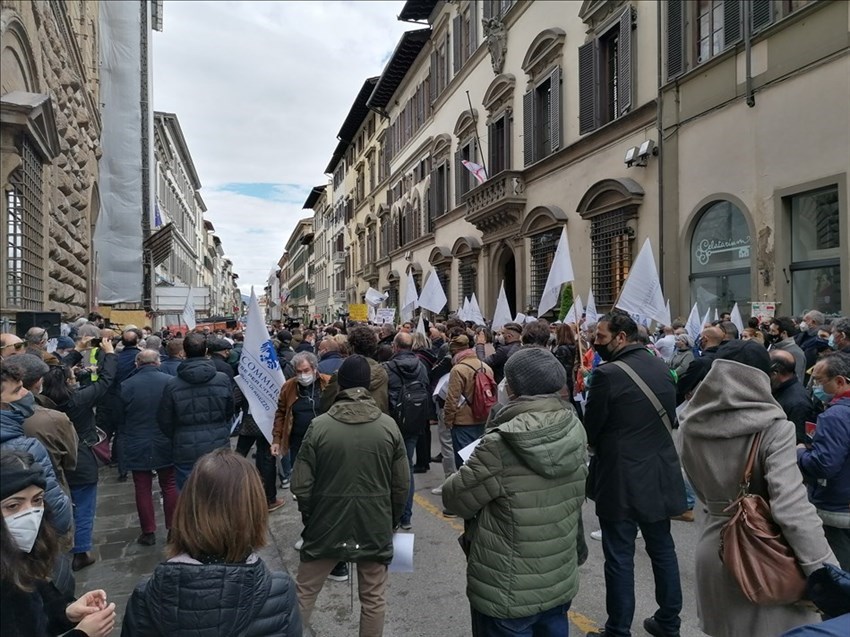 un momento della manifestazione di oggi