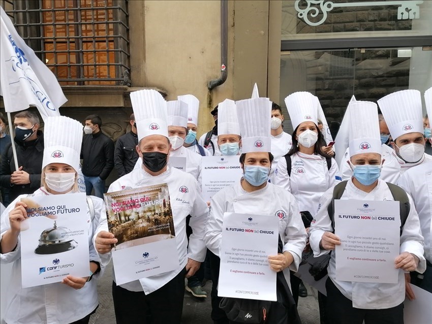 un momento della manifestazione di oggi