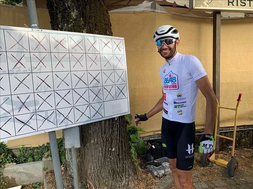 Stefano Zeni mentre firma il cartellone