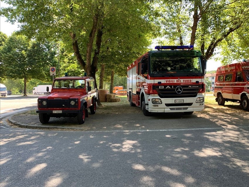 I mezzi dei Vigili del Fuoco al Foro Boario