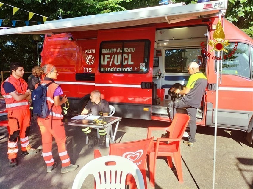 Il punto avanzato di ricerca dei Vigili del Fuoco