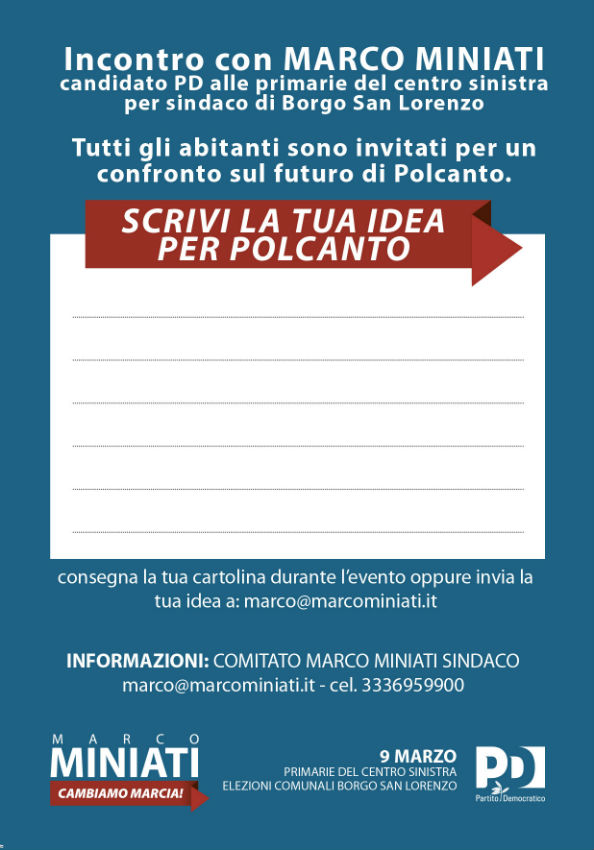 Inizia la campagna elettorale di Marco Miniati. Partiamo dalle frazioni.