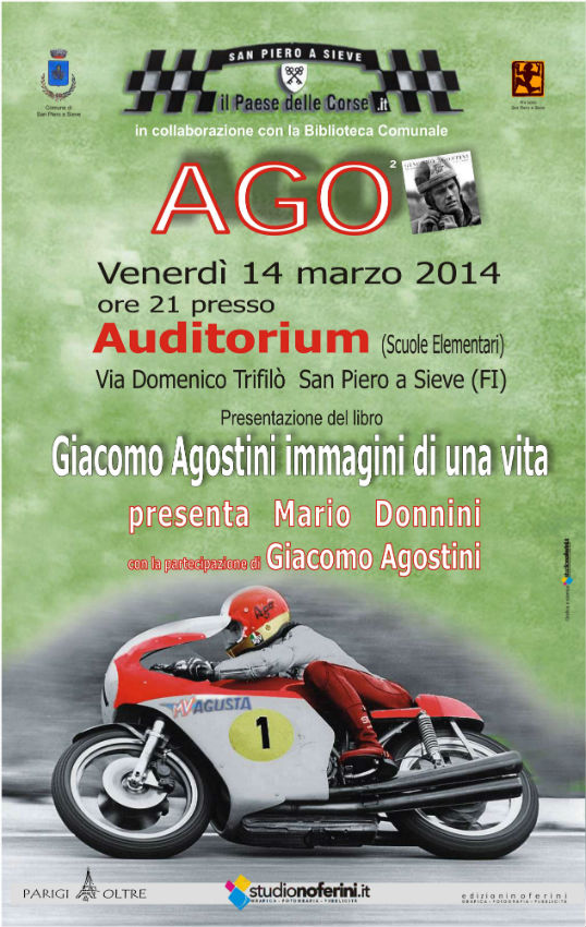 Giacomo Agostini. Il campione venerdì 14 a San Piero a Sieve. Info