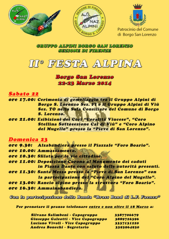 La seconda festa degli alpini a Borgo. Info e orari...