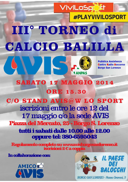 Borgo. Torneo di Calcio Balilla a ViviloSport Mugello 2014. Info...