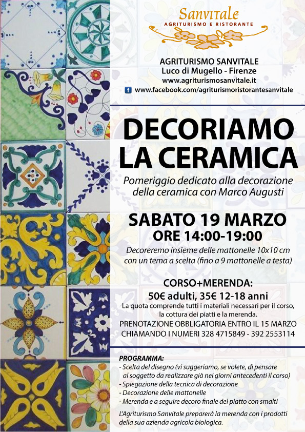 All'Agriturismo San Vitale corso sulla decorazione della ceramica