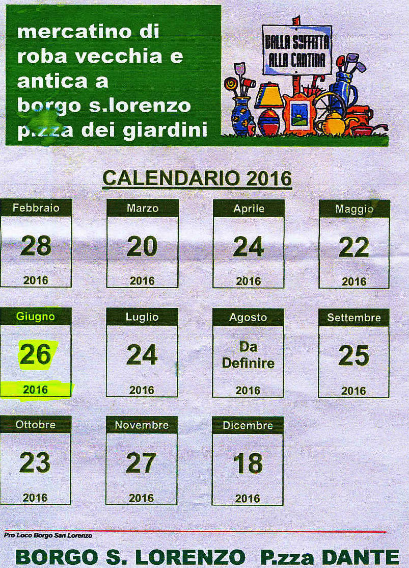 Borgo. Ritorna il mercatino dell’ antiquariato