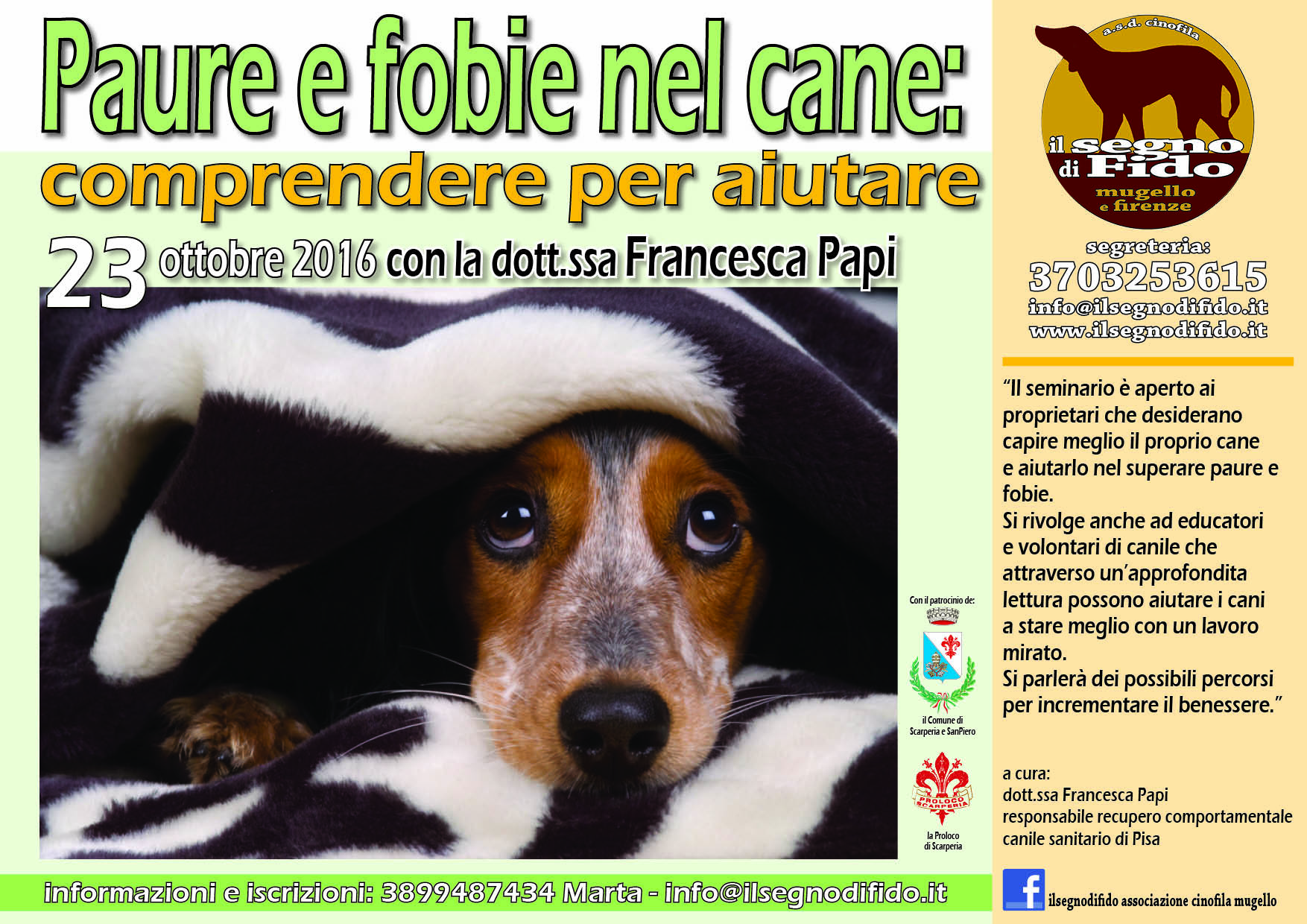 Le paure e le fobie del cane. Una giornata di approfondimento a Scarperia