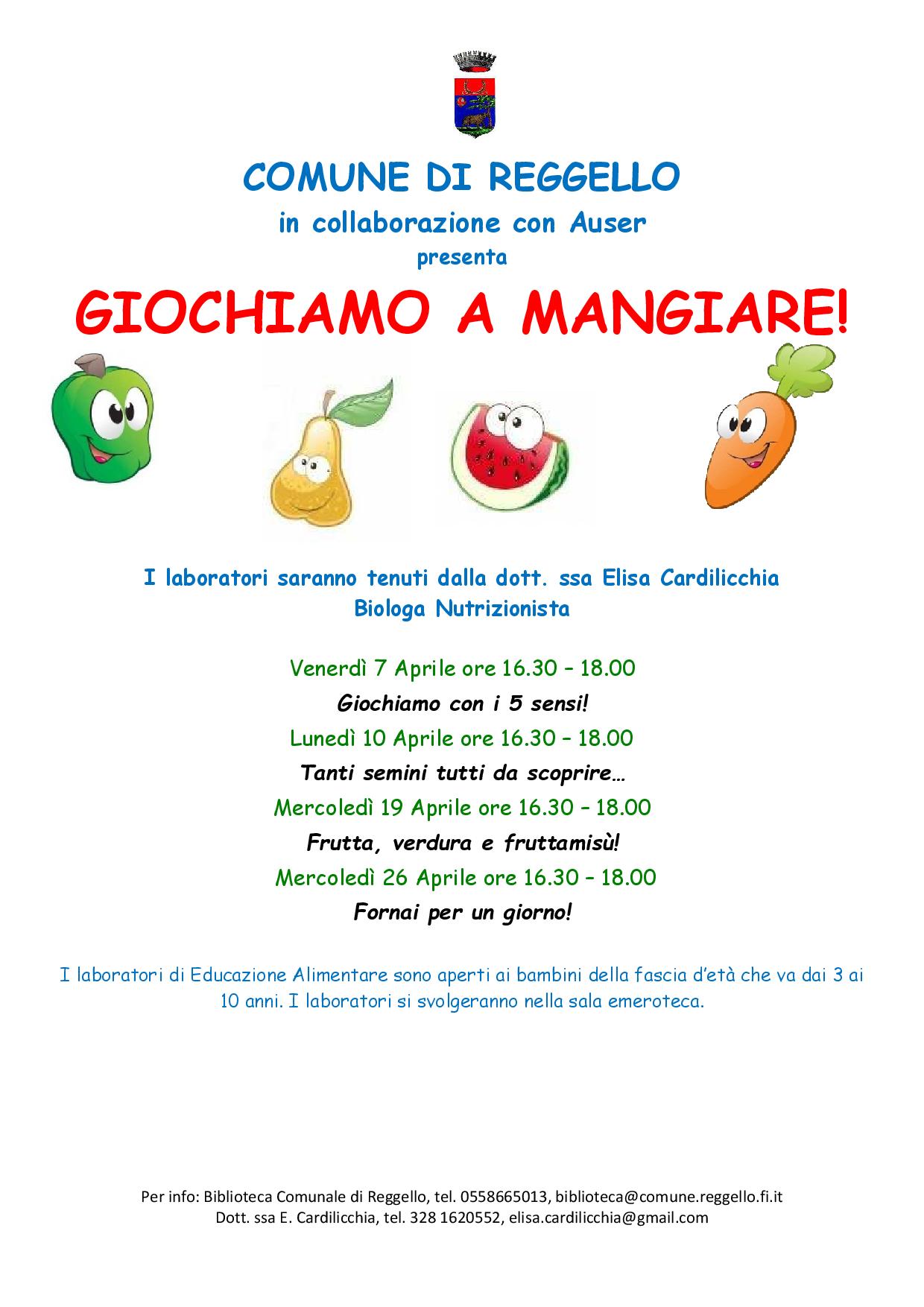 “Giochiamo a mangiare”. Laboratori creativi per bambini a Reggello