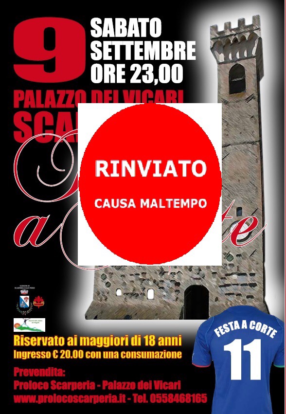 Festa a Corte annullata per maltempo
