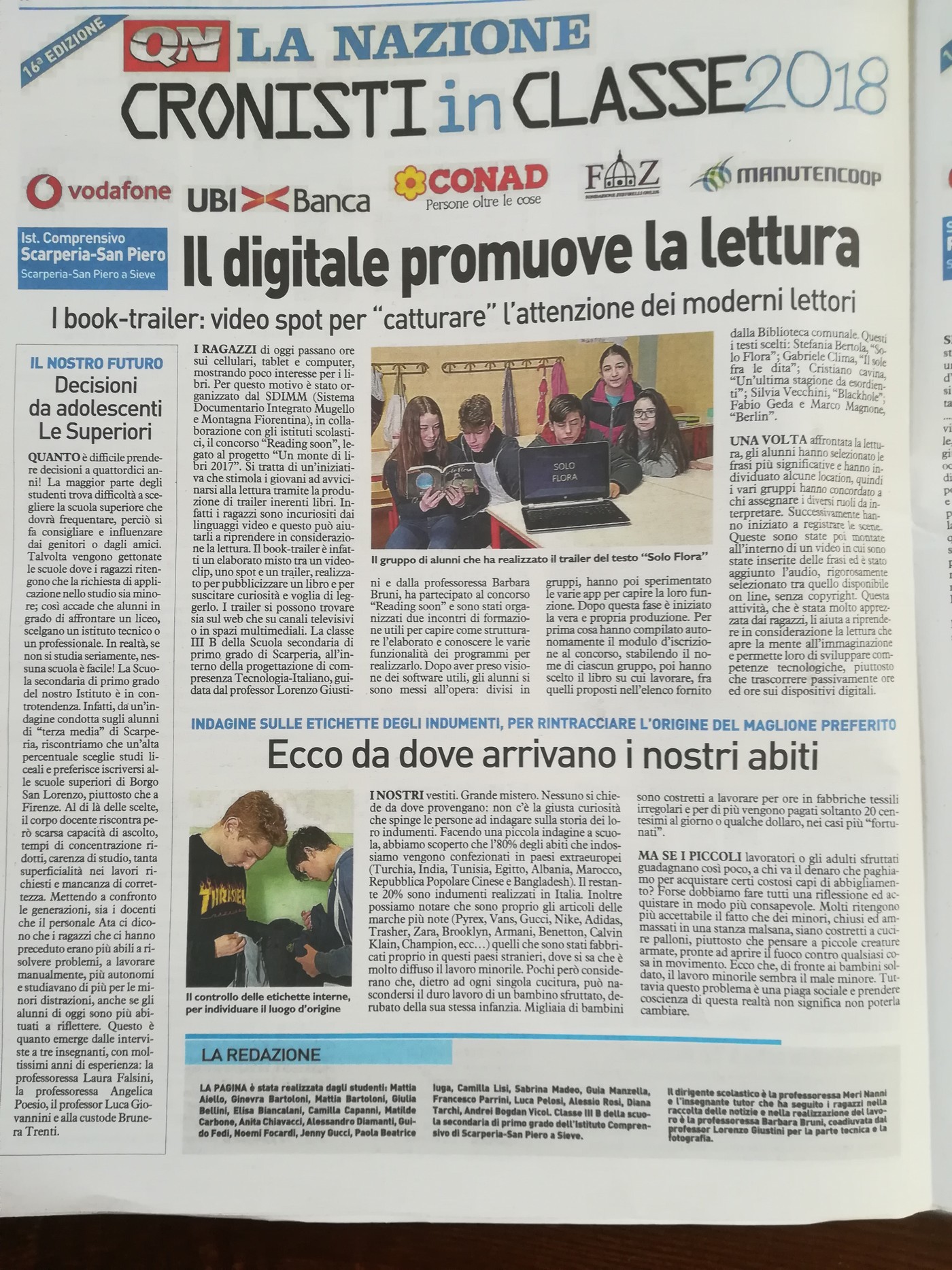 Cronisti in Classe. I ragazzi di Scarperia e San Piero su La Nazione