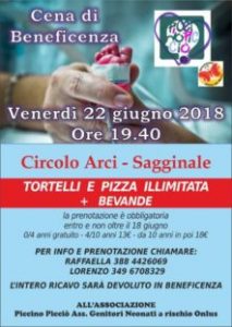 Piccino Picciò vi aspetta a cena a Sagginale il 22 giugno 2018. Incasso in beneficienza.