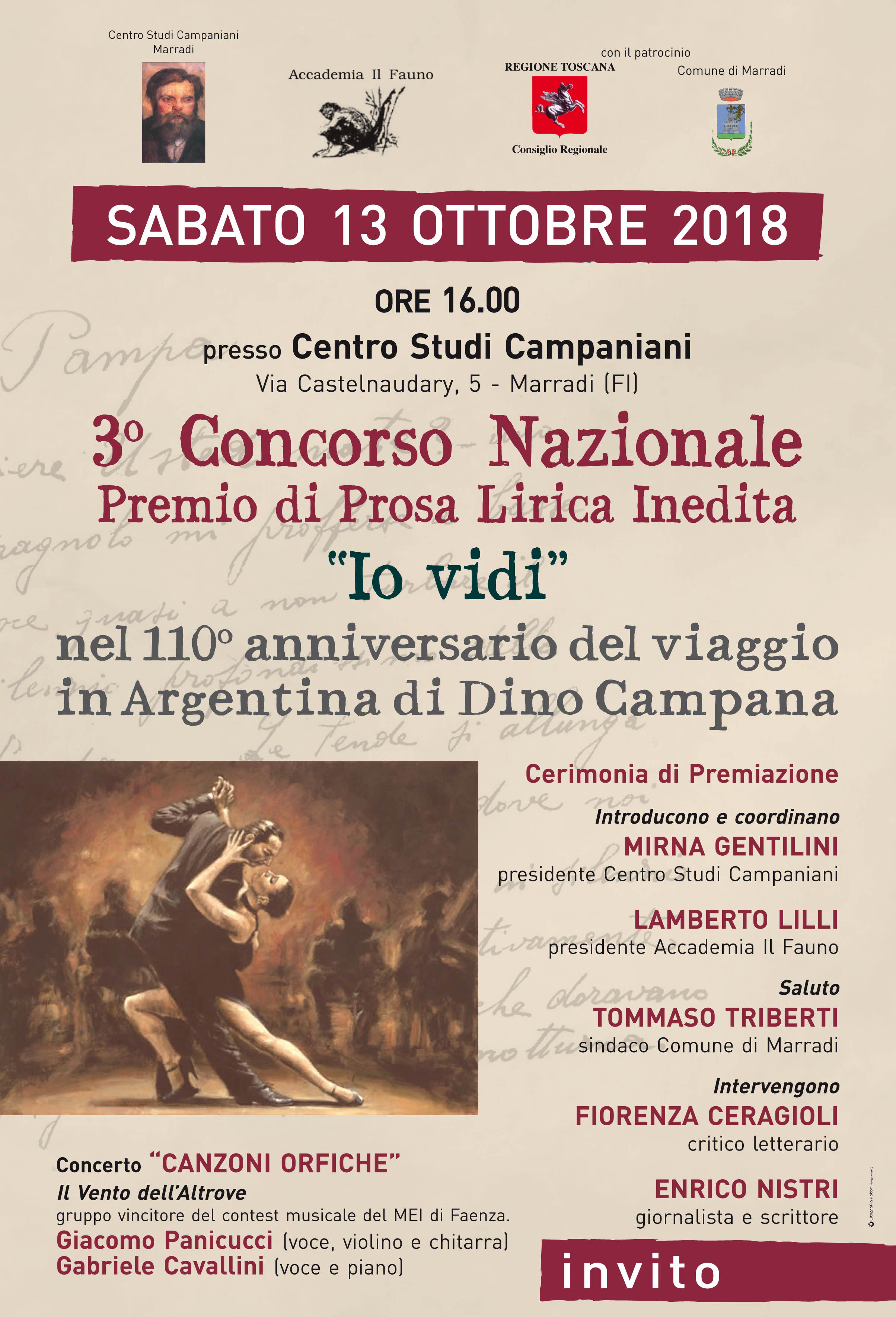 Premiazione del 3° Concorso Nazionale di Prosa Lirica Inedita  “Io vidi”