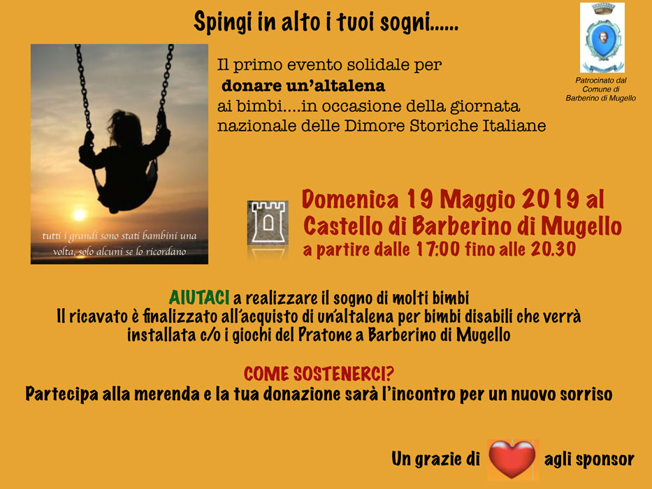 Una merenda al Castello per "donare" un'altalena ai bimbi disabili