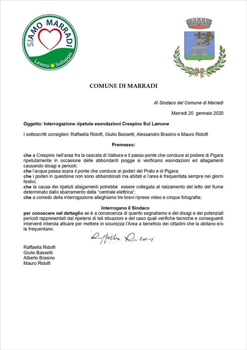 Il testo dell'interrogazione