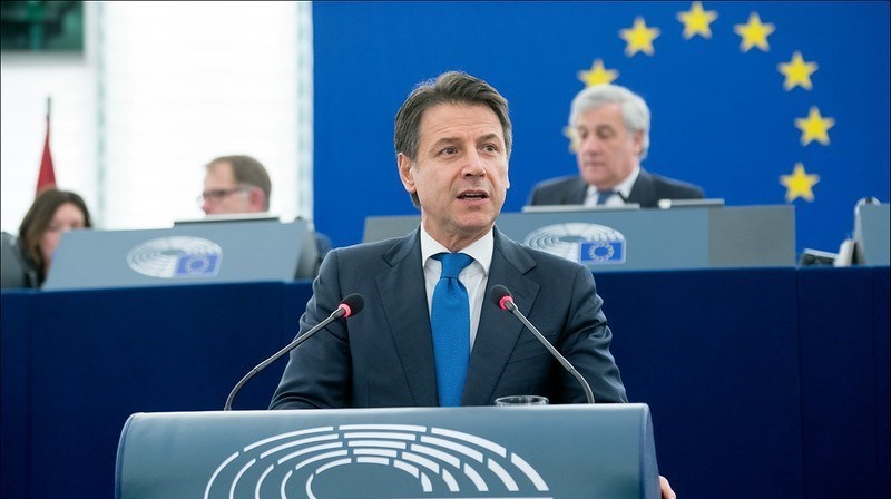 Giuseppe Conte al parlamento europeo