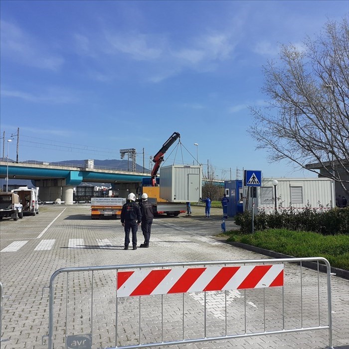 Campo di prima accoglienza per le persone in quarantena