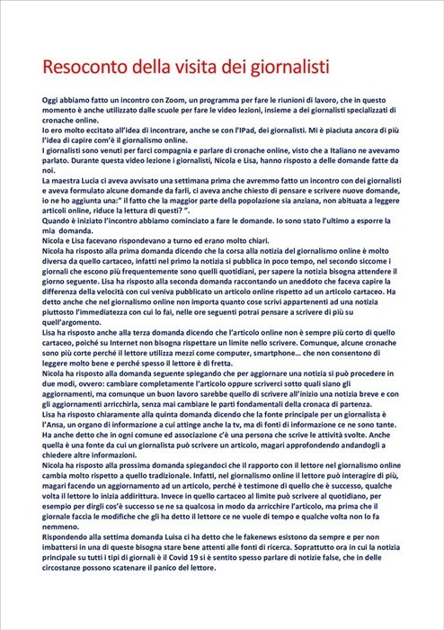 I contributi dei ragazzi