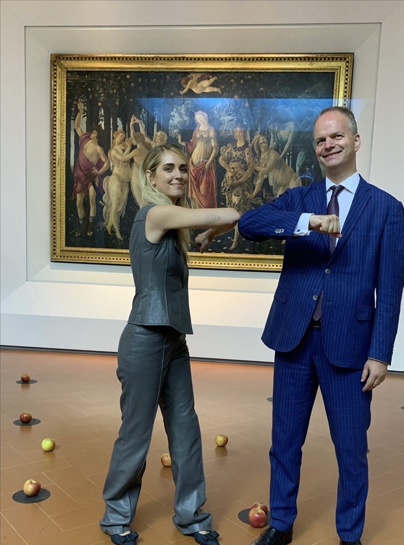 Chiara Ferragni con il direttore degli Uffizi Eike  Schmidt