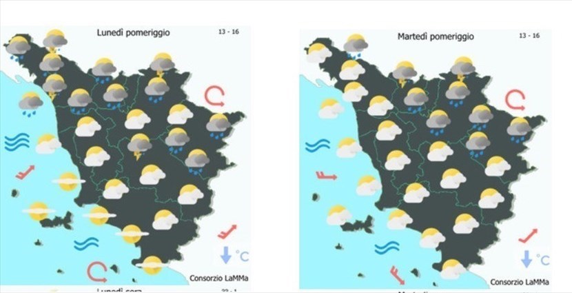 Meteo Mugello. Domani e martedì possibili piogge e temporali sul Mugello