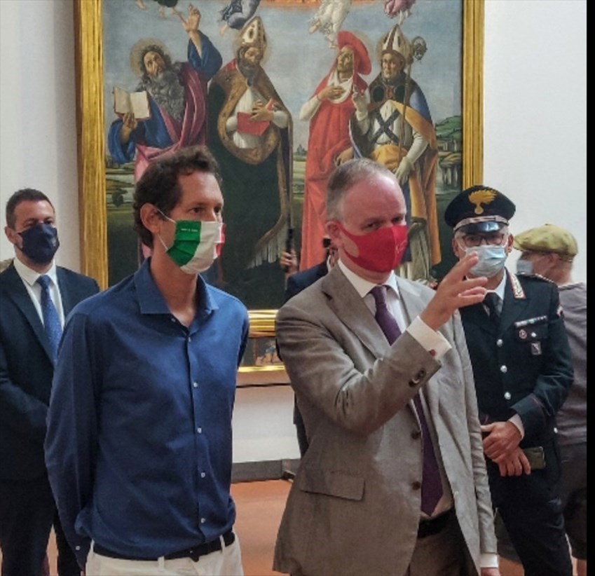 Elkann e Schmidt agli Uffizi