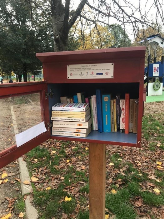 La casetta tornata ad essere piena di libri per lo scambio grazie alla generosità dei fiorentini