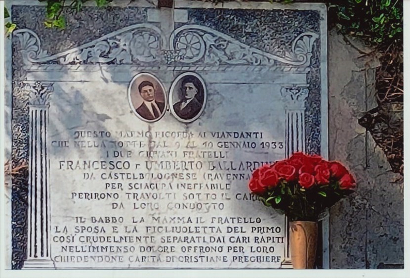 Una lapide e un mazzo di fiori alle Mozzete. La loro storia, e quella di un incidente di tanti anni fa